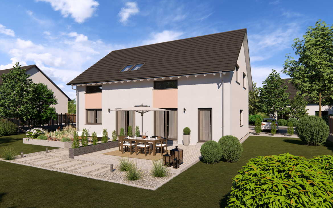 Mehrfamilienhaus Generation 20 von allkauf, Ansicht Garten am Tag