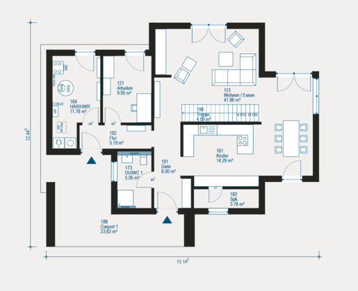 Grundriss Erdgeschoss Einfamilienhaus Highline 9 von allkauf 