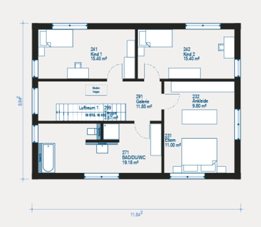 Grundriss Obergeschoss Einfamilienhaus Chance 2 von allkauf