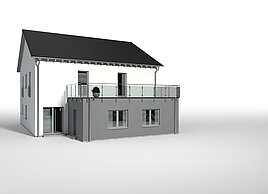 Bauteil Bürobaustein begehbar mit Stahlrohrgeländer von allkauf