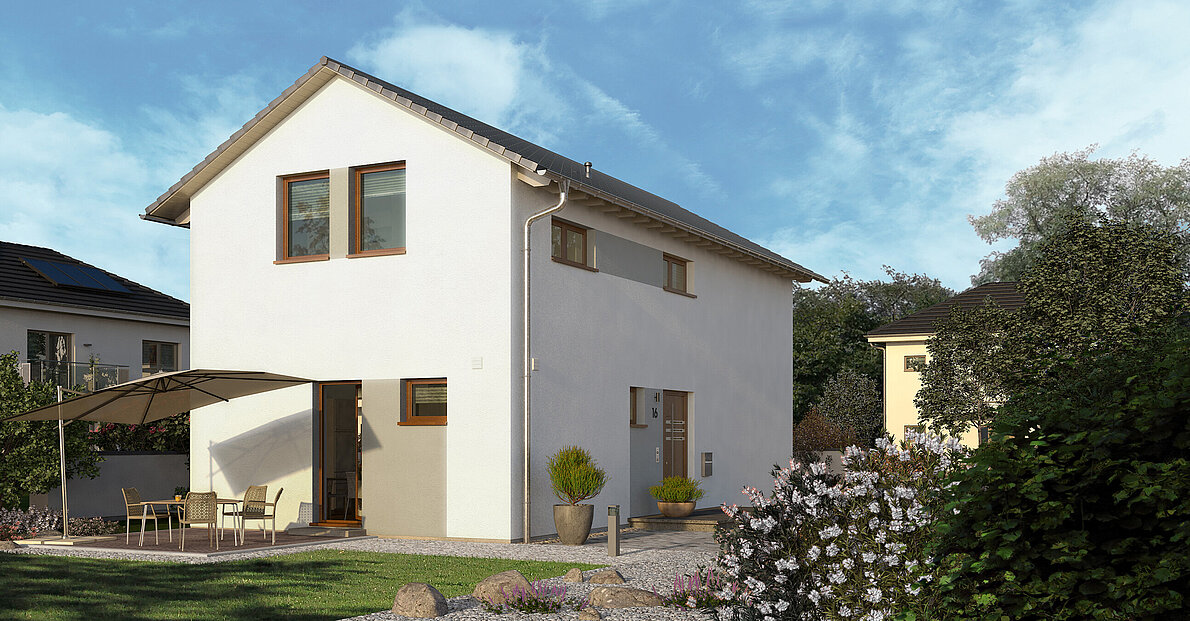 Einfamilienhaus Cityline 1 von allkauf, Ansicht Garten am Tag