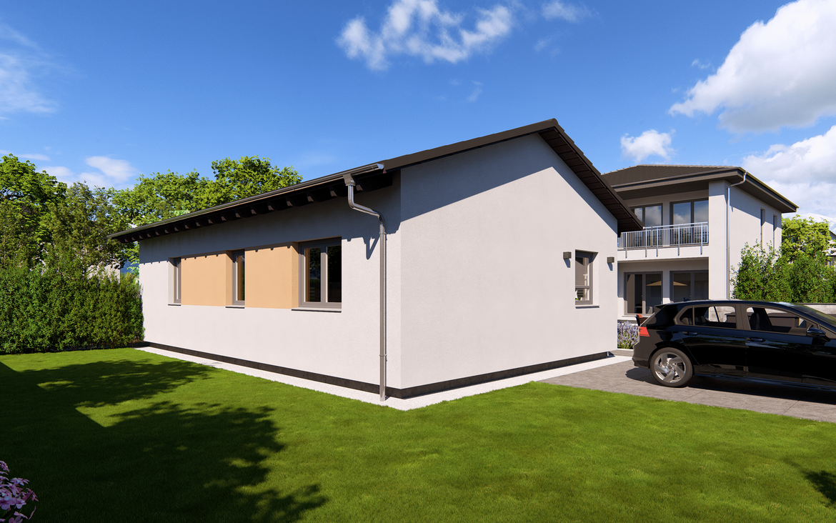 Einfamilienhaus Cosy 2 von allkauf, Ansicht Eingang bei Tag