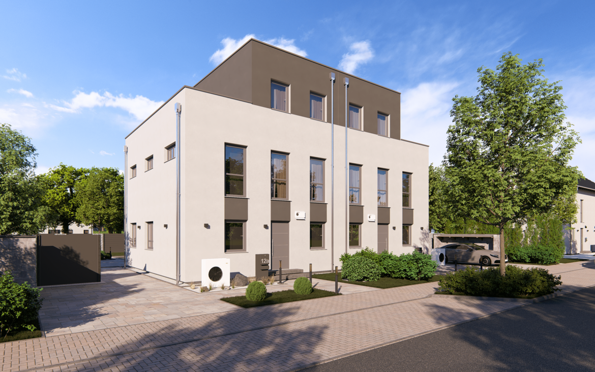 Mehrfamilienhaus Double 12 F von allkauf, Vorderansicht am Tag