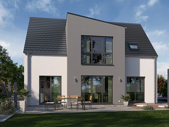 Einfamilienhaus Prestige 3 von allkauf, Ansicht Garten bei Tag