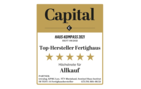 Siegel für Top-Hersteller für Fertighäuser, ausgezeichnet vom Capital Fertighaus-Kompass