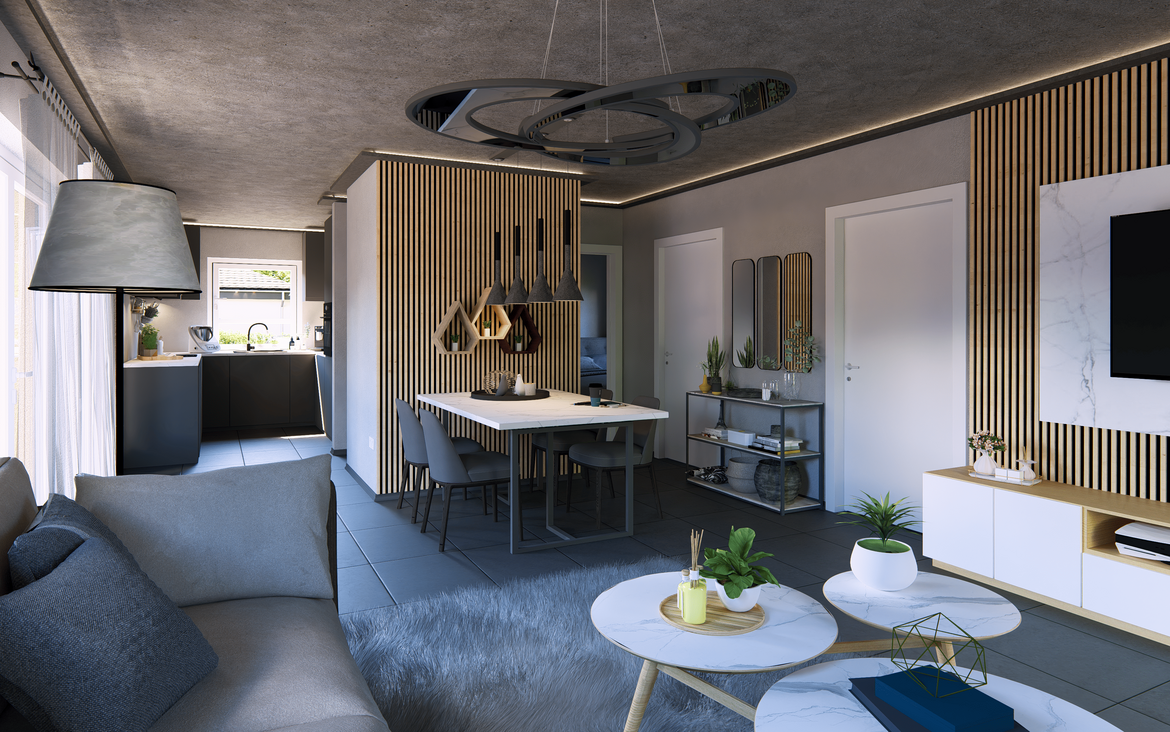 Einfamilienhaus Cosy 2 von allkauf, Innenansicht Wohnbereich