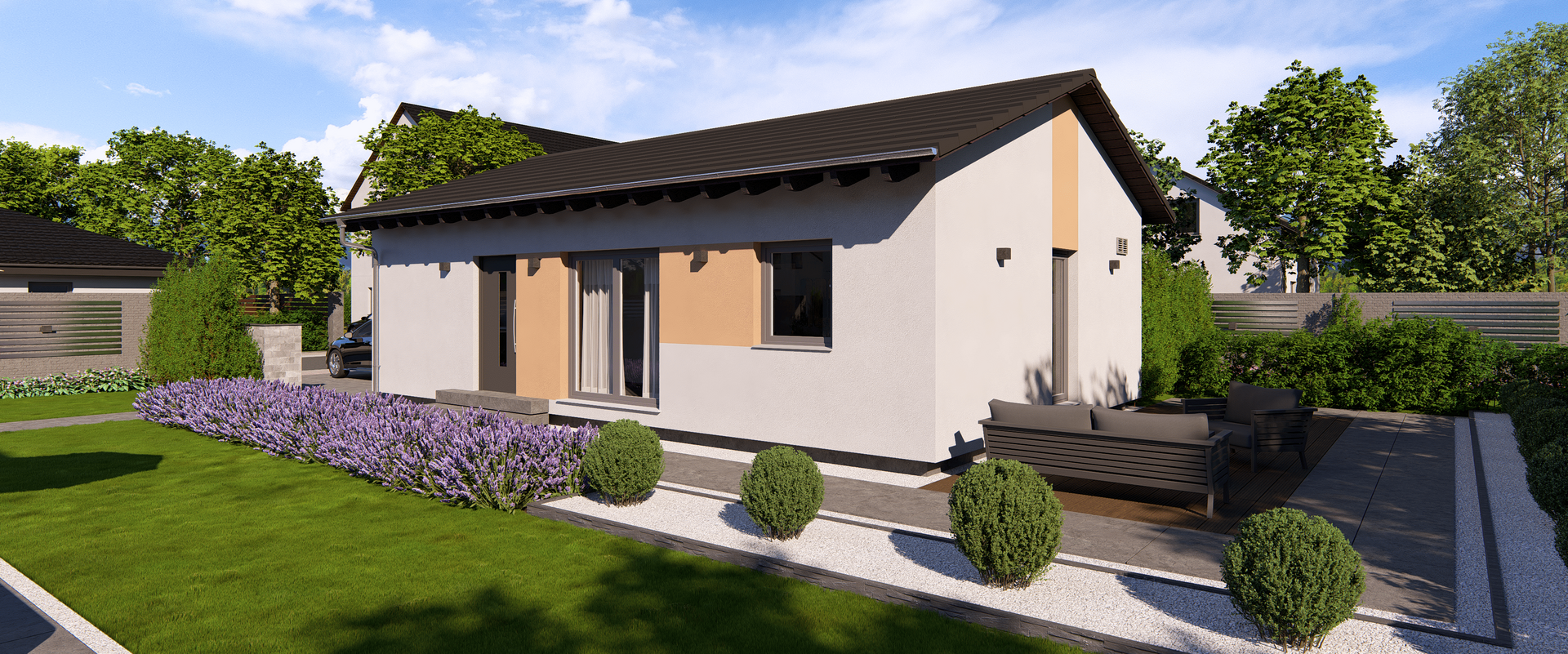 Einfamilienhaus Cosy 2 von allkauf, Ansicht Garten bei Tag