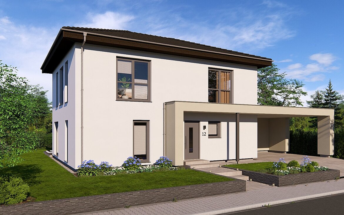 Einfamilienhaus Chance 2 von allkauf, Ansicht Eingang bei Tag