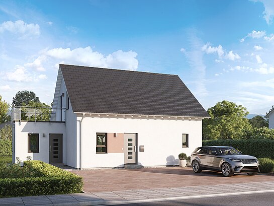 Einfamilienhaus Home 7 von allkauf mit Satteldach, Ansicht Eingang am Tag